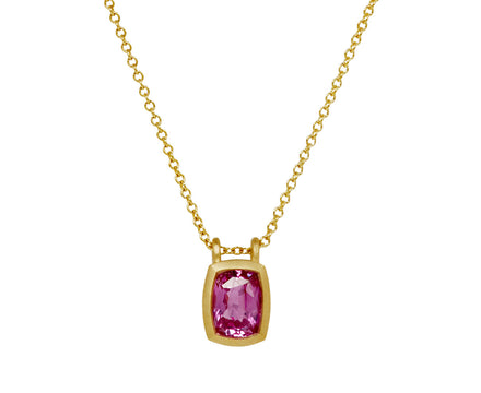 Elizabeth Street Cushion Cut Pink Sapphire Pendant Necklace