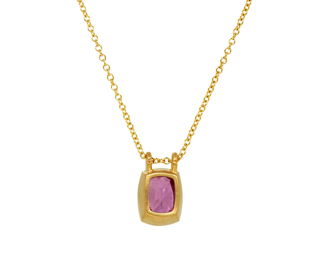 Elizabeth Street Cushion Cut Pink Sapphire Pendant Necklace - back