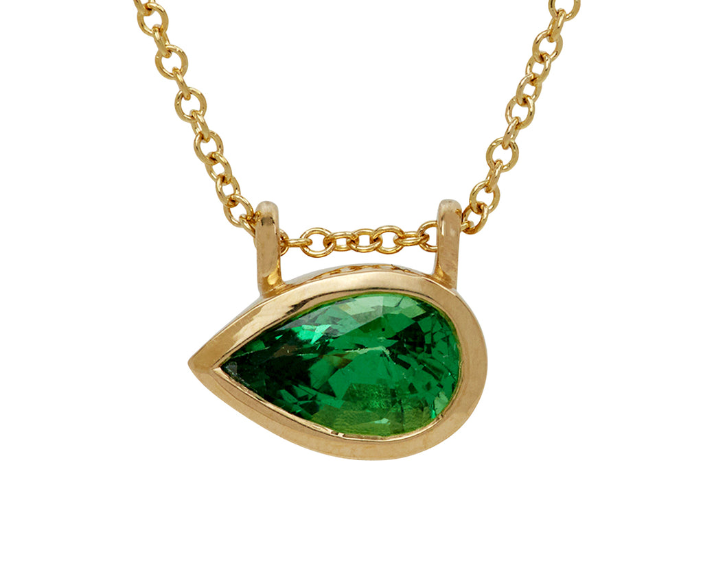 Elizabeth Street Pear Shaped Tsavorite Pendant Necklace - closeup