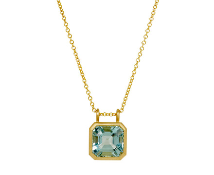 Elizabeth Street Asscher Cut Aquamarine Pendant Necklace