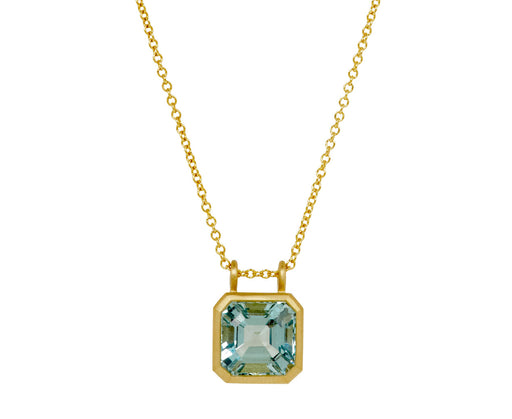 Elizabeth Street Asscher Cut Aquamarine Pendant Necklace
