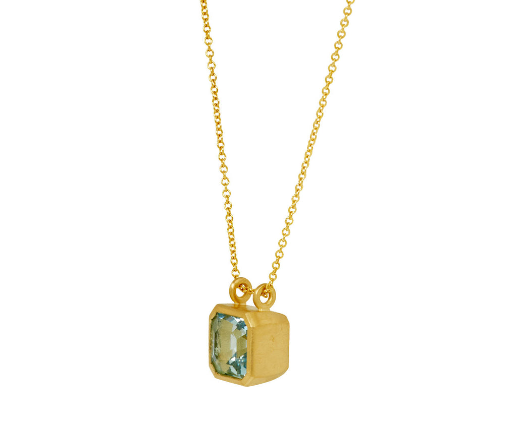 Elizabeth Street Asscher Cut Aquamarine Pendant Necklace - side