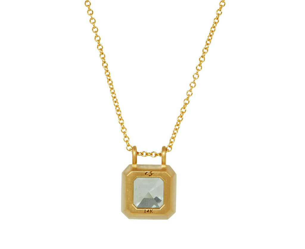 Elizabeth Street Asscher Cut Aquamarine Pendant Necklace - back