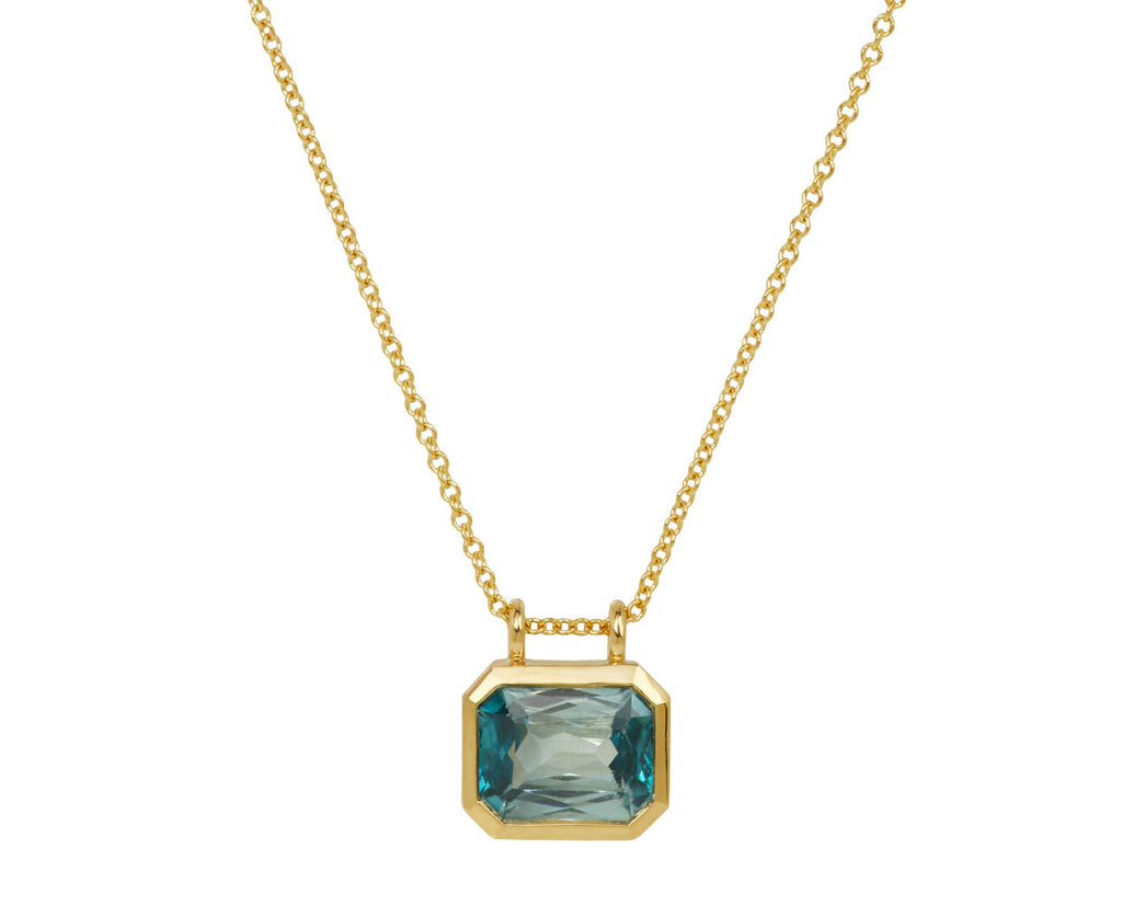 Elizabeth Street Radiant Cut Blue Zircon Pendant Necklace