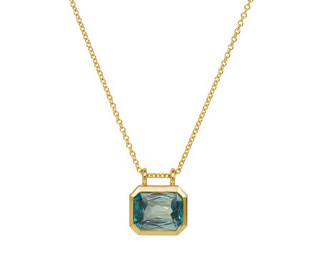 Elizabeth Street Radiant Cut Blue Zircon Pendant Necklace