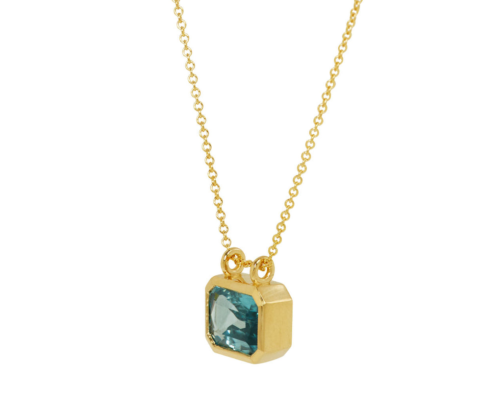 Elizabeth Street Radiant Cut Blue Zircon Pendant Necklace - side