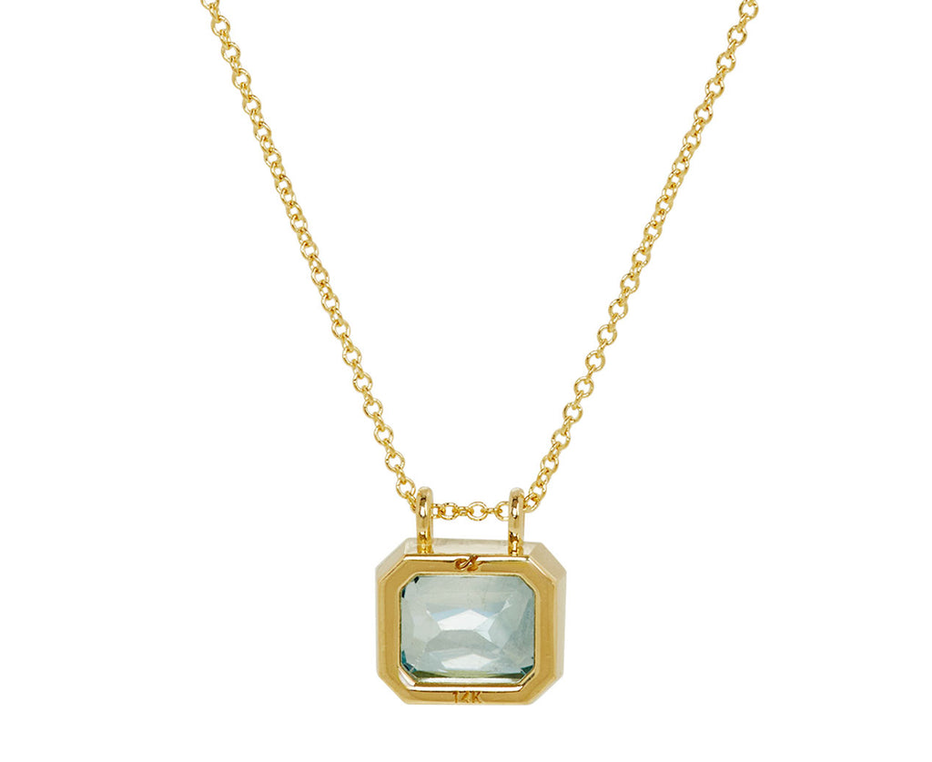 Elizabeth Street Radiant Cut Blue Zircon Pendant Necklace - back