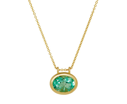 Elizabeth Street East-West Colombian Emerald Pendant Necklace