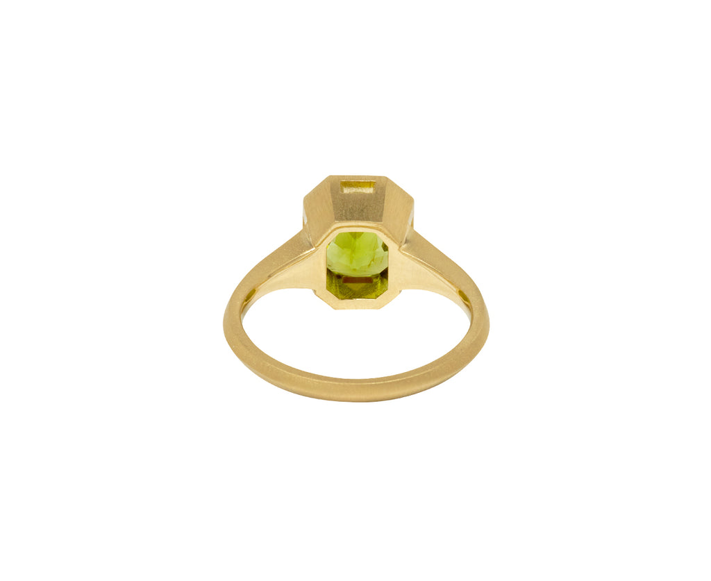 Elizabeth Street Radiant Cut Peridot Signet Ring - Back View