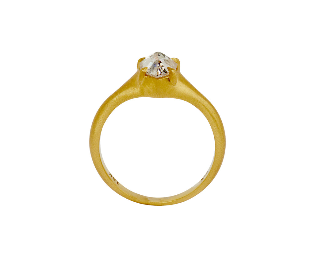 Elizabeth Street Rose Cut Salt and Pepper Diamond Signet Ring - top down