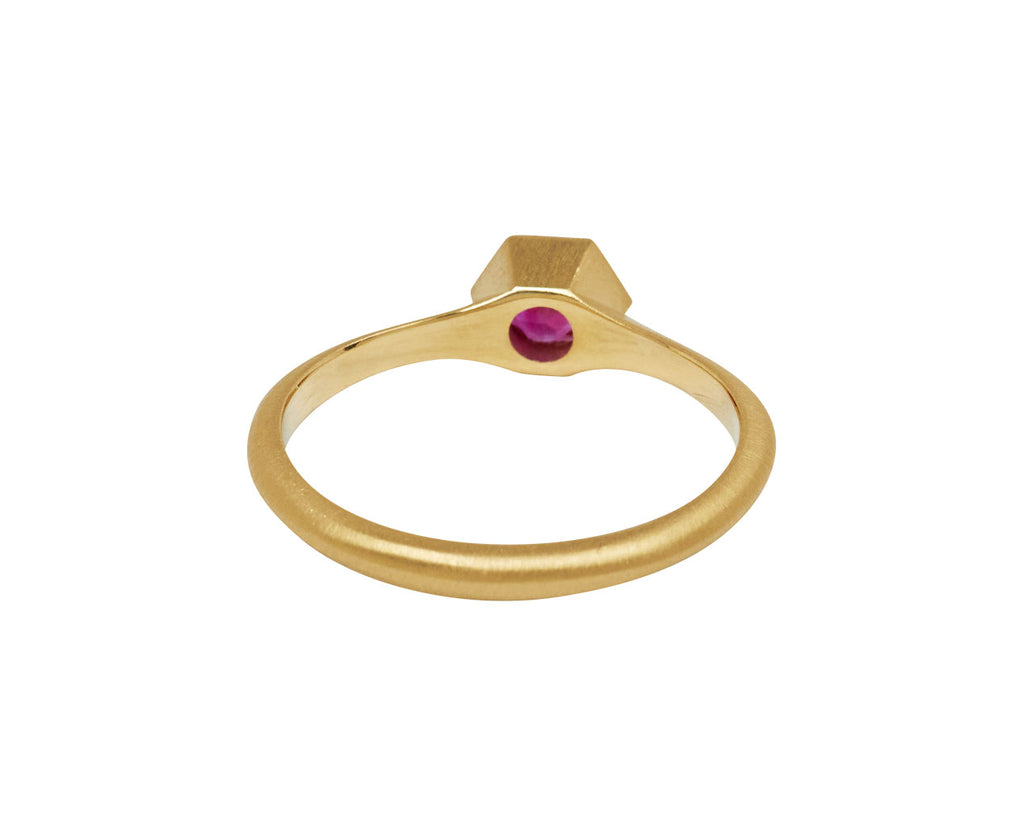 Elizabeth Street Petite Ruby Hex Ring - Back
