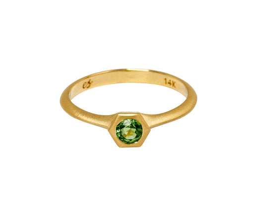 Elizabeth Street Petite Tsavorite Hex Ring