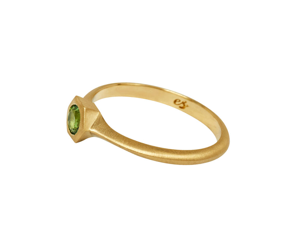 Elizabeth Street Petite Tsavorite Hex Ring - Angled