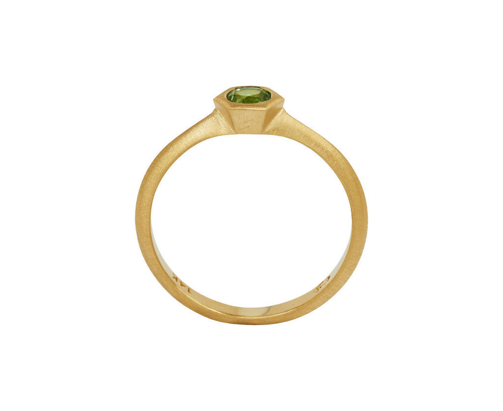 Elizabeth Street Petite Tsavorite Hex Ring - Top Down