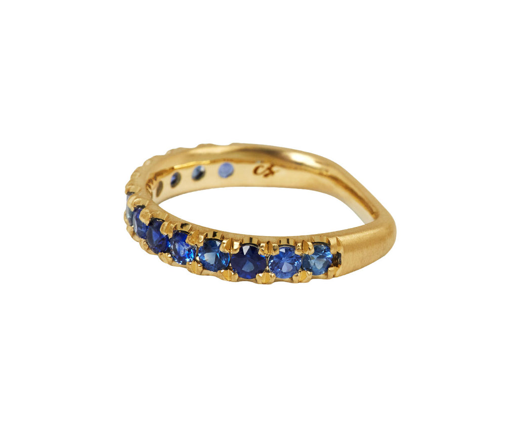 Elizabeth Street Bright Blue Sapphire Euro Band Ring - Angle