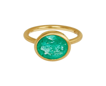 East-West Colombian Mint Emerald Ring