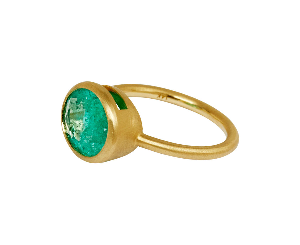 East-West Colombian Mint Emerald Ring