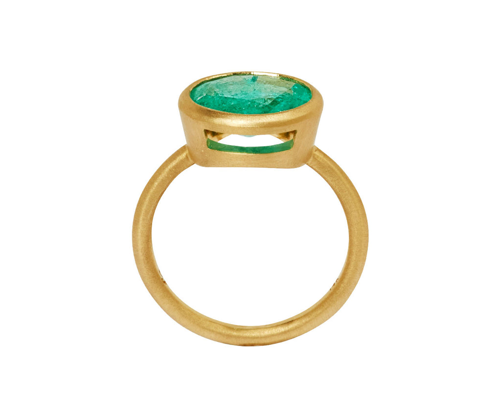 East-West Colombian Mint Emerald Ring