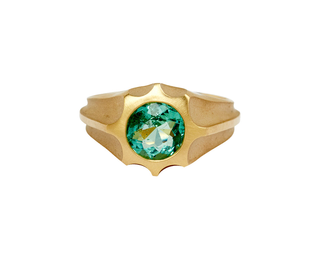 Elizabeth Street Brazilian Emerald Anemone Signet Ring