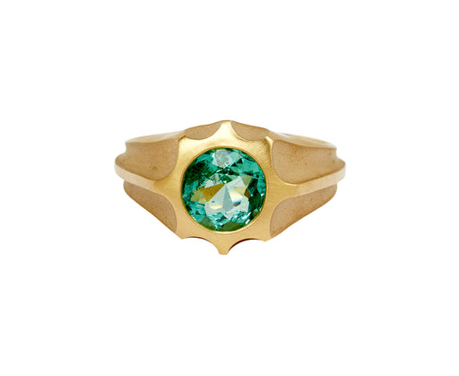 Elizabeth Street Brazilian Emerald Anemone Signet Ring