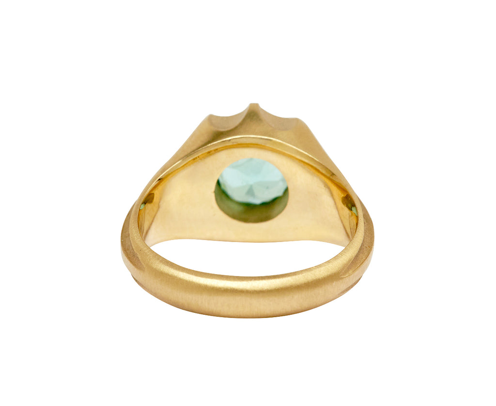 Elizabeth Street Brazilian Emerald Anemone Signet Ring - back
