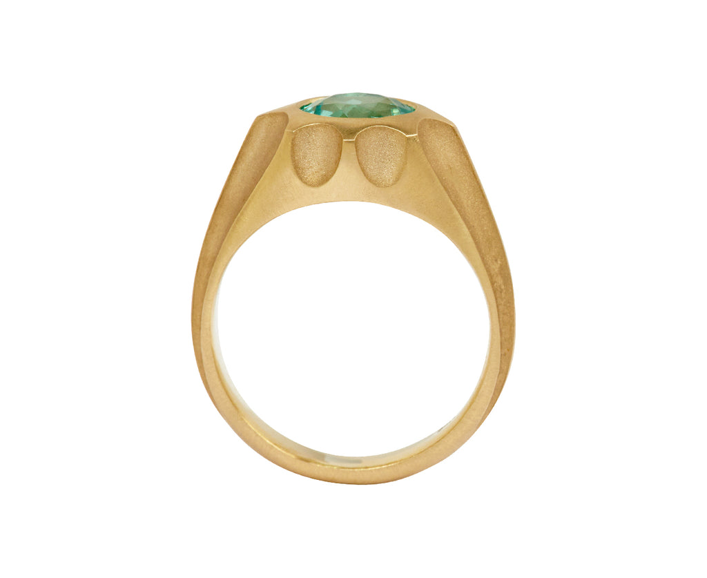 Elizabeth Street Brazilian Emerald Anemone Signet Ring - top down