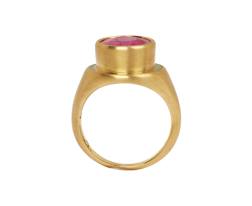 Elizabeth Street Pink Sapphire Signet Ring - top down
