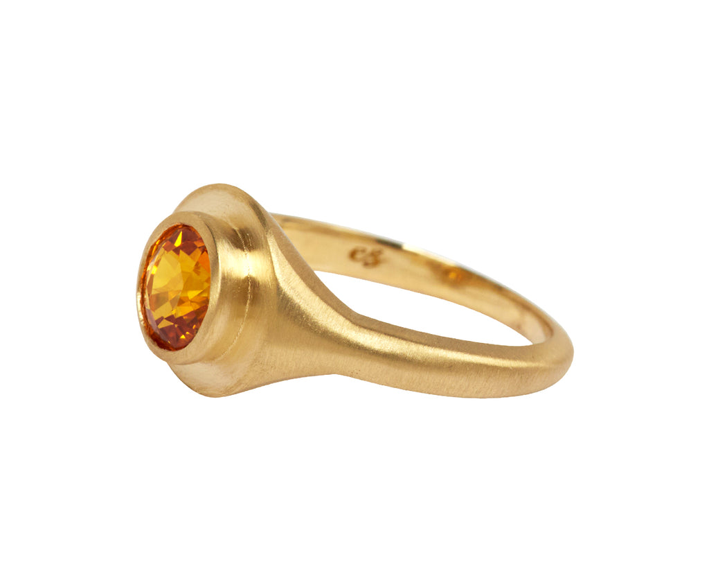 Elizabeth Street Brilliant Cut Orange Sapphire Ring - side