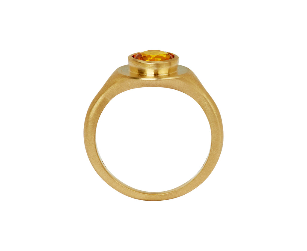Elizabeth Street Brilliant Cut Orange Sapphire Ring - top down