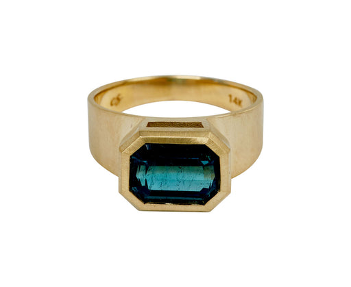 Elizabeth Street Emerald Cut Blue Tourmaline Ring
