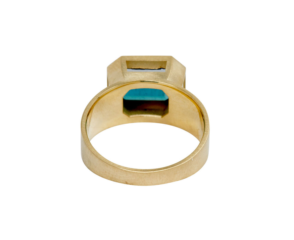 Elizabeth Street Emerald Cut Blue Tourmaline Ring - back
