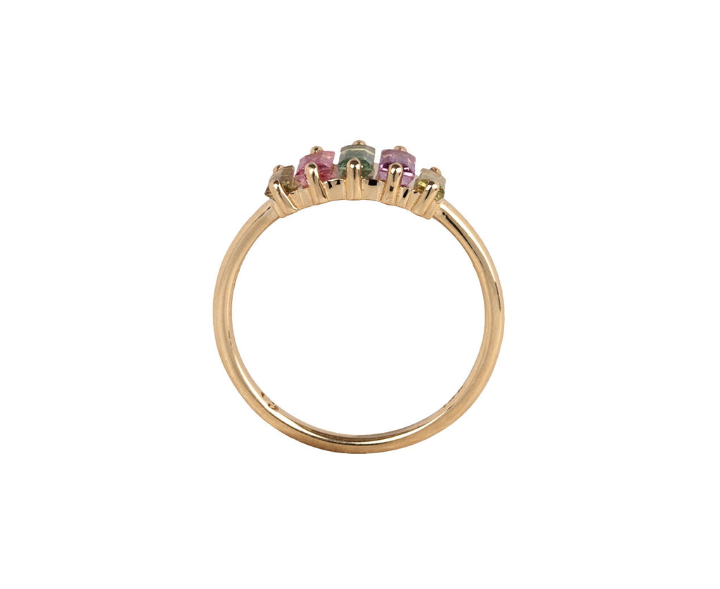 Elizabeth Street Rainbow Baguette Sapphire Ring Top
