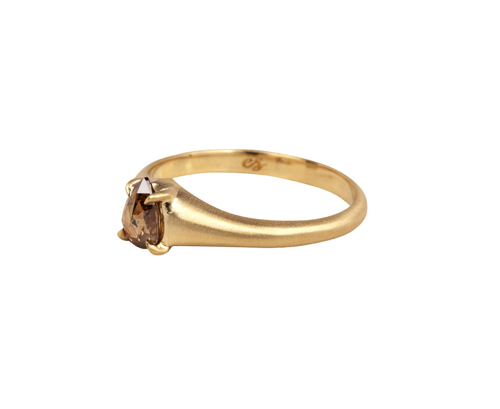 Rose Cut Light Cognac Diamond Ring