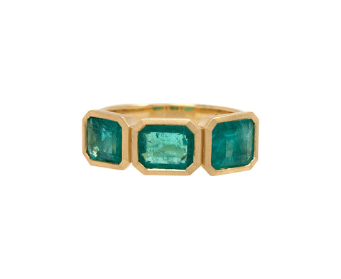 Triple Zambian Emerald Ring