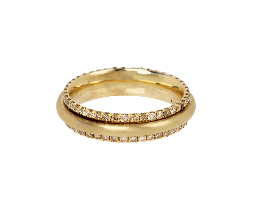 Elizabeth Street Double Champagne Diamond Spinner Ring - Closeup