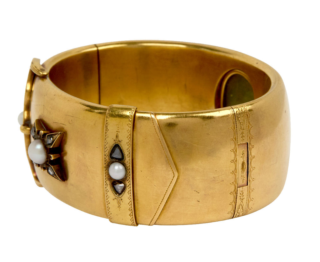 Pearl and Diamond Victorian Buckle Bracelet