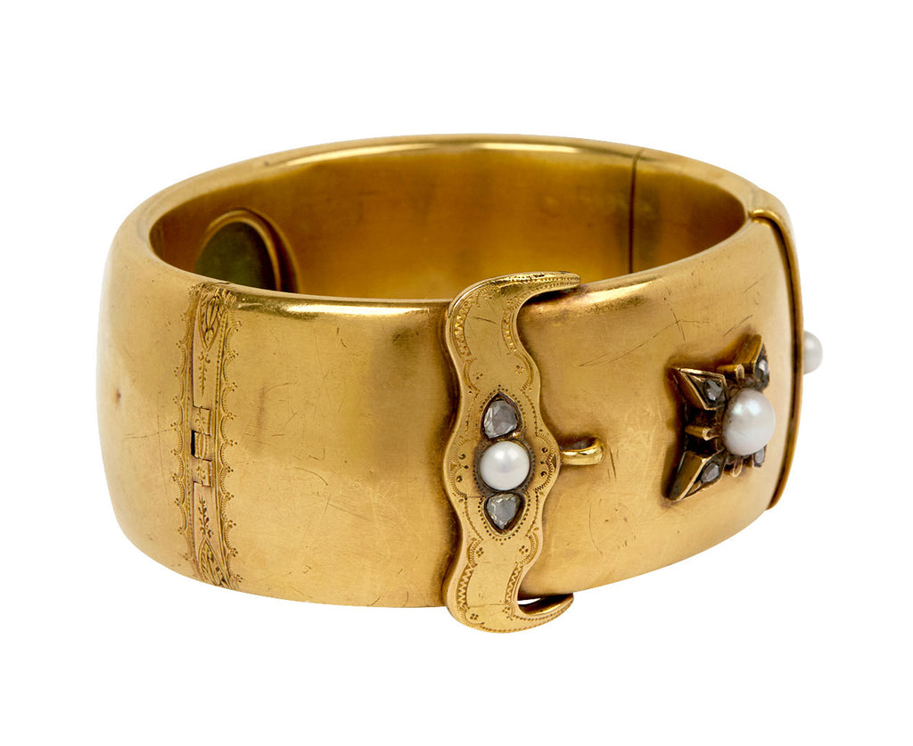 Pearl and Diamond Victorian Buckle Bracelet