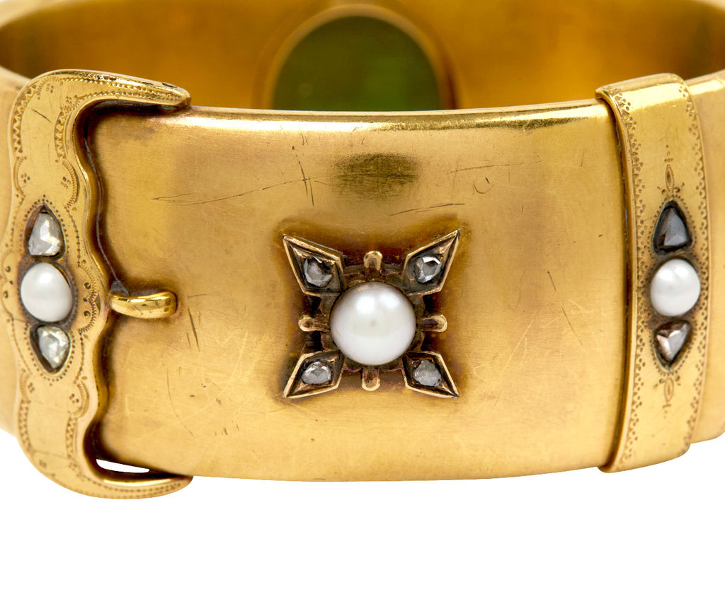 Pearl and Diamond Victorian Buckle Bracelet