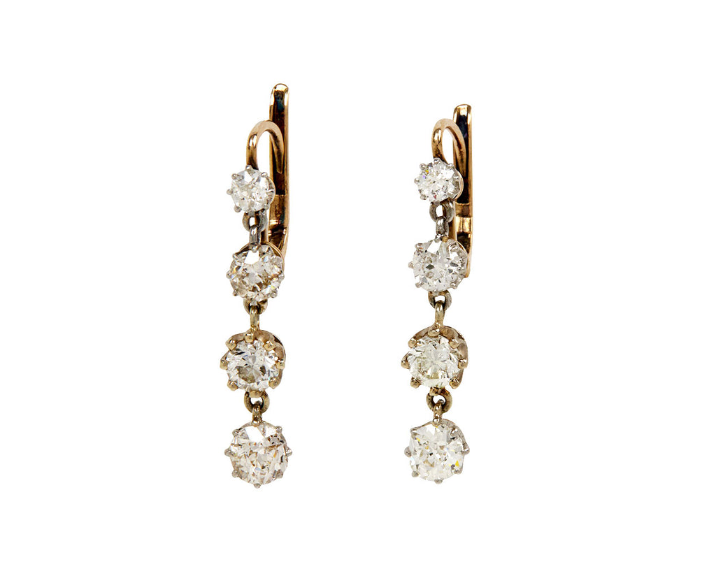 Old European Cut Diamond Drop Earrings