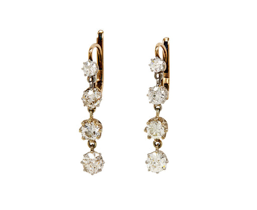 Old European Cut Diamond Drop Earrings