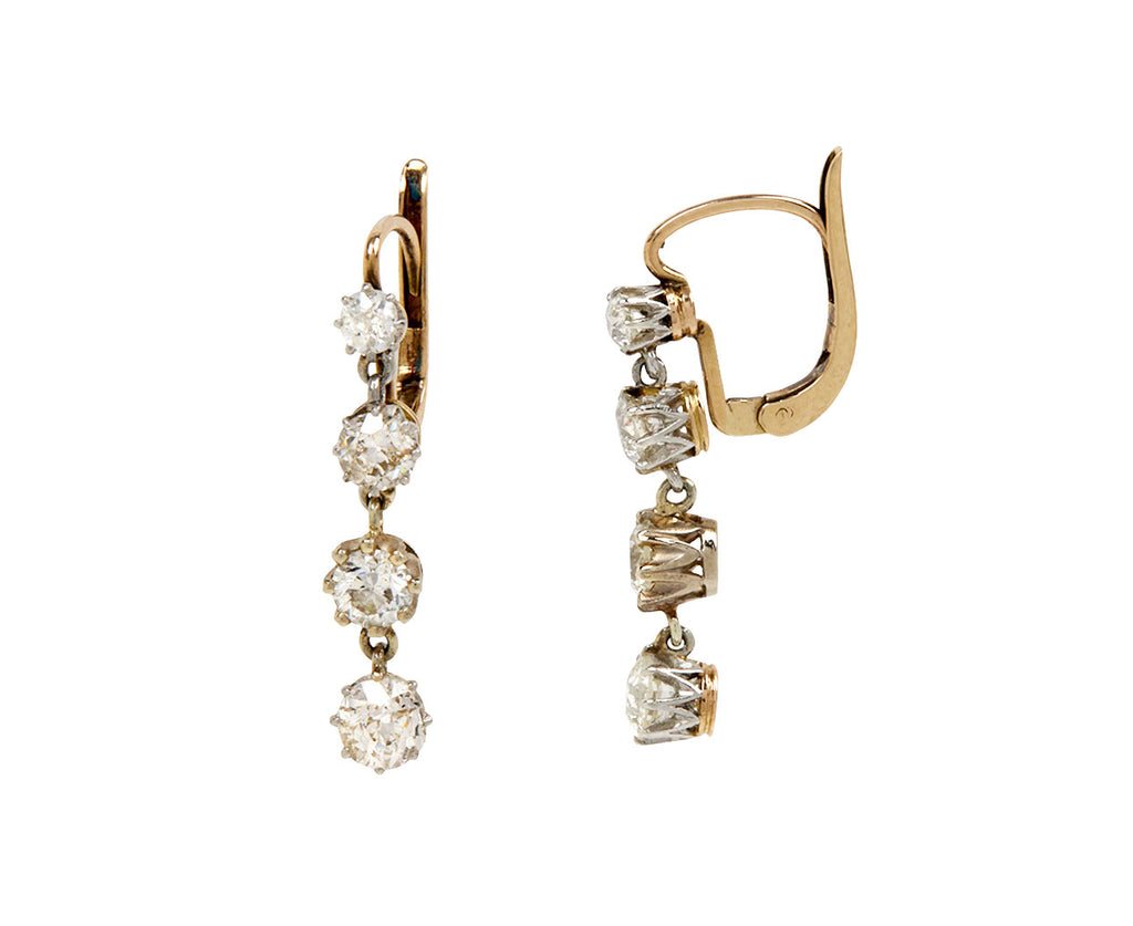 Old European Cut Diamond Drop Earrings