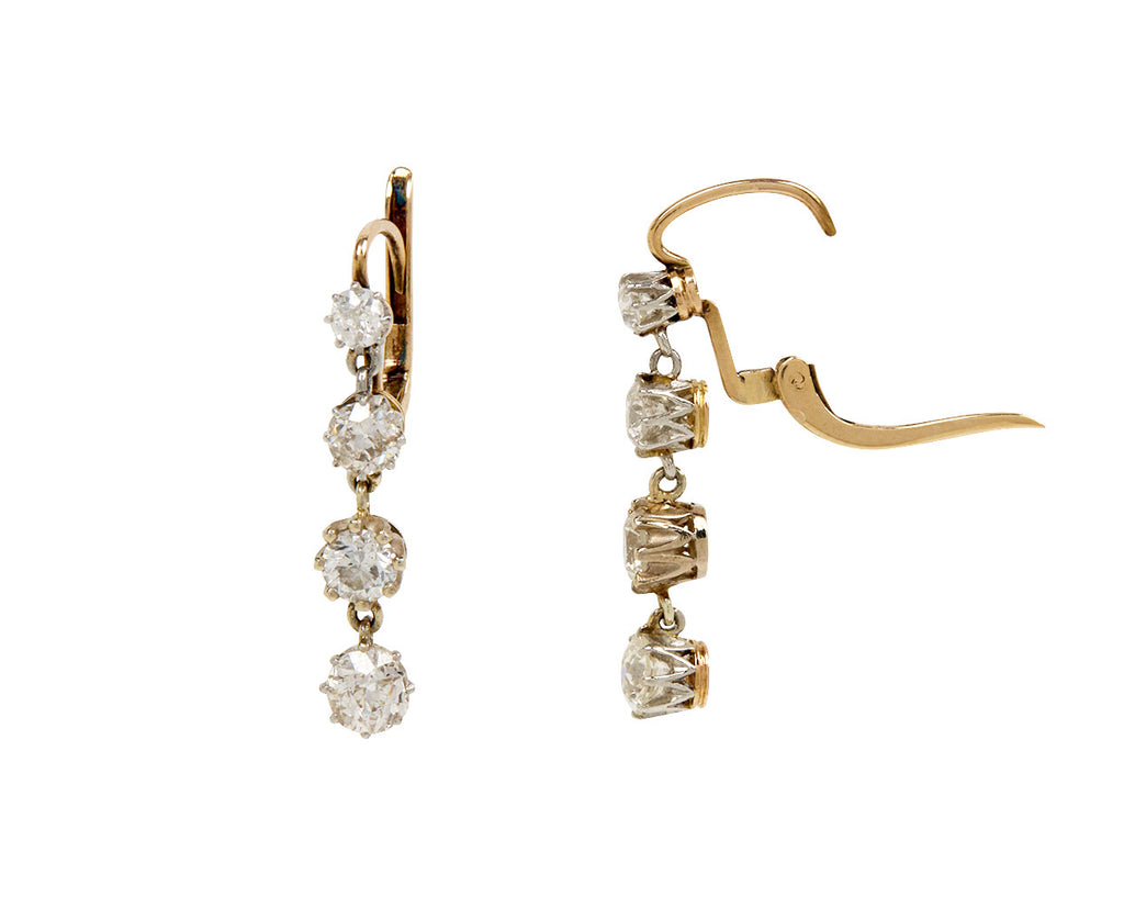 Old European Cut Diamond Drop Earrings