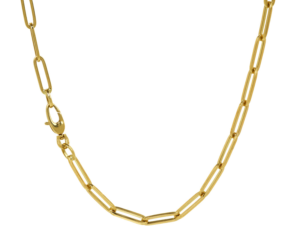 Stephanie Windsor 18" Gold Solid Paperclip Link Necklace - Closure