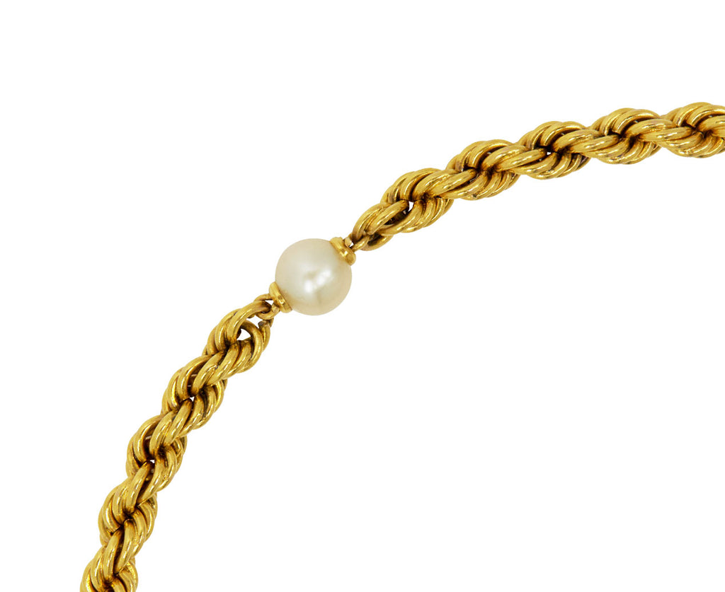 Antique French Pearl Rope Chain with Cherub Heart Locket
