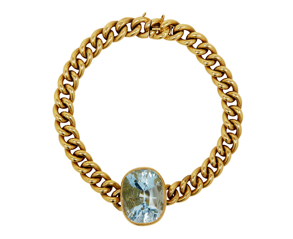 Stephanie Windsor Antique French Aquamarine Curb Link Bracelet