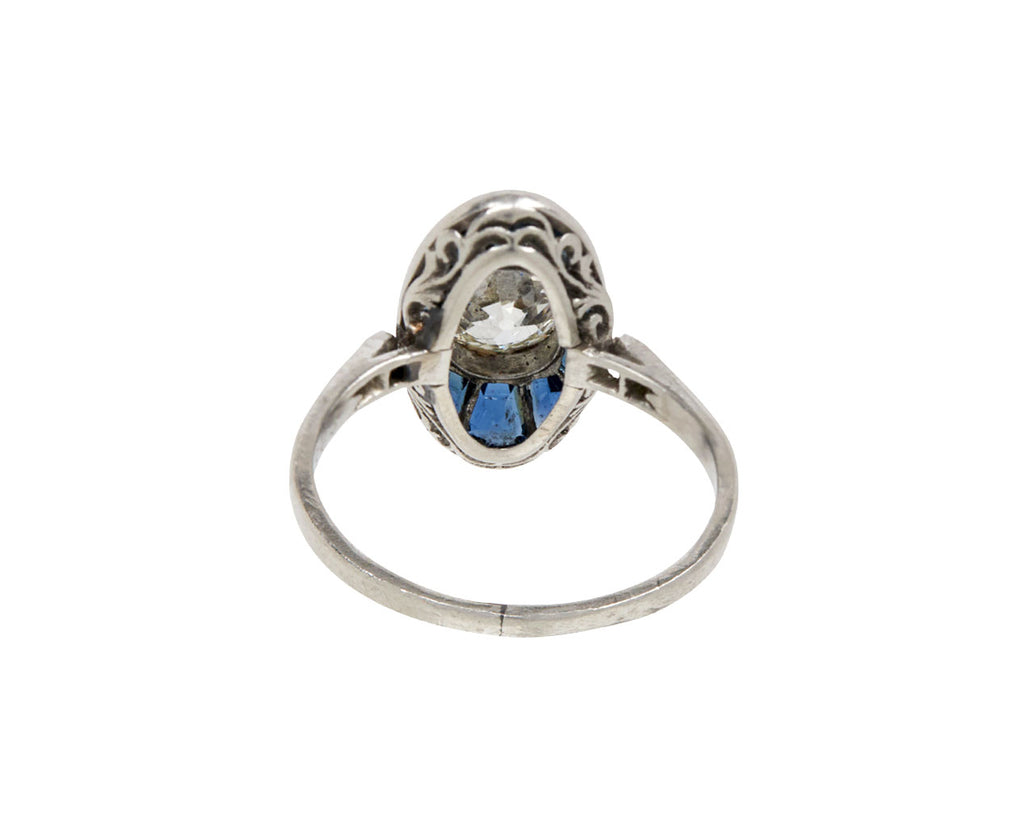 Antique French Diamond and Sapphire Marquise Ring