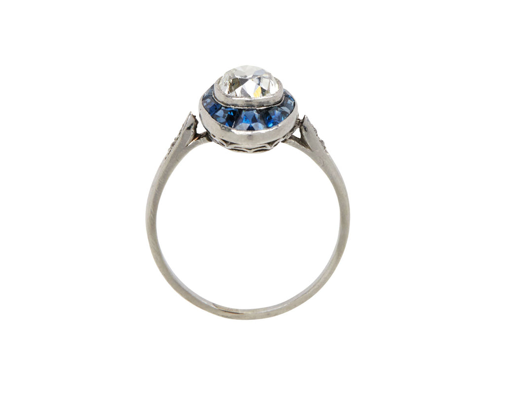Antique French Diamond and Sapphire Marquise Ring