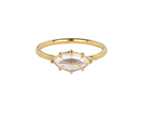 Tura Sugden Champagne Octagonal Rose Cut Marquise Diamond Solitaire