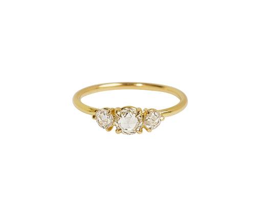 Rose Cut Diamond Three Stone Ring