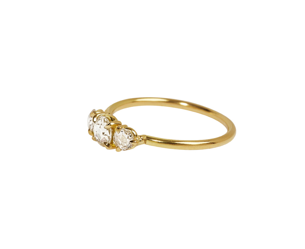 Rose Cut Diamond Three Stone Ring